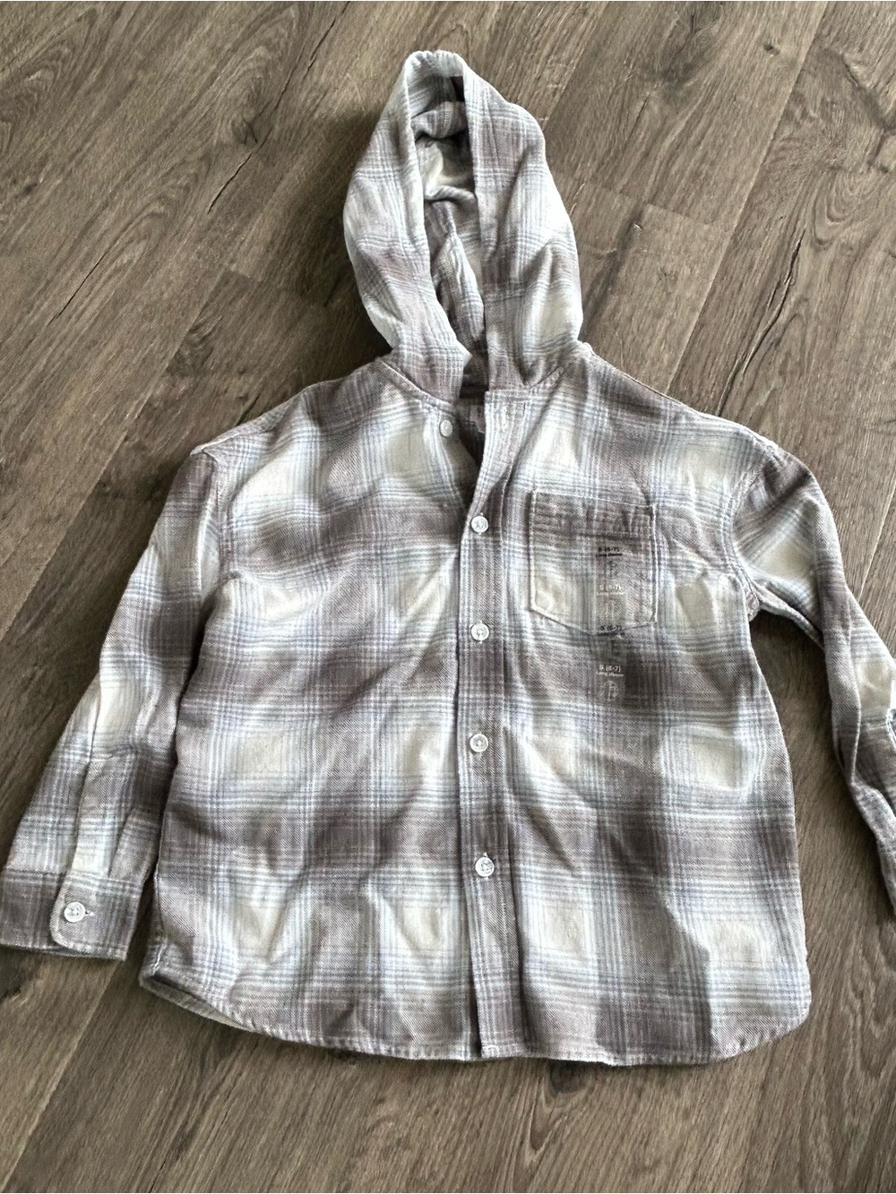 GAP Kids Plaid Hooded Button-Up Shirt - Taupe & Cream
